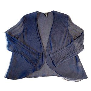 Eileen Fisher Sheer Silk Long Sleeve Cardigan (Blue) Size PL